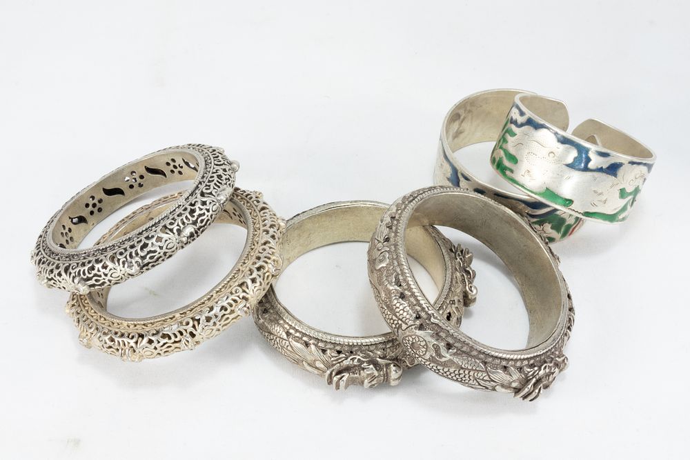 Lot 336: A Collection of 3 Tribal Chinese Tibetan White...