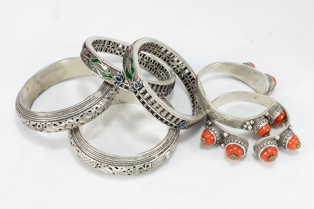 Lot 340: A Collection of 3 Tribal Chinese Tibetan White...