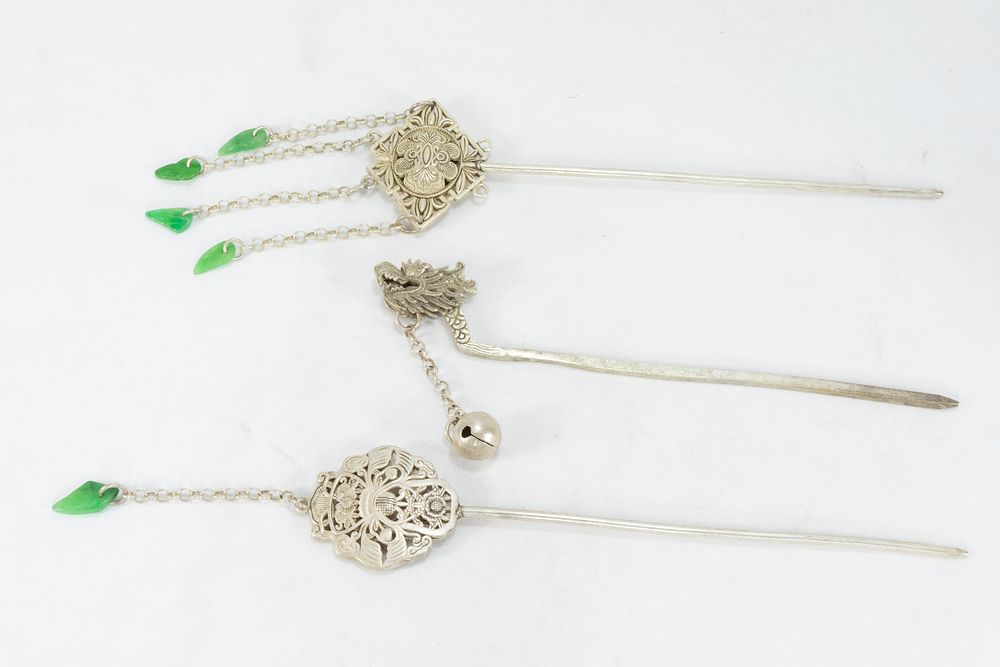 Lot 342: A Lot of 3 Chinese Tibetan Hair Sticks...
