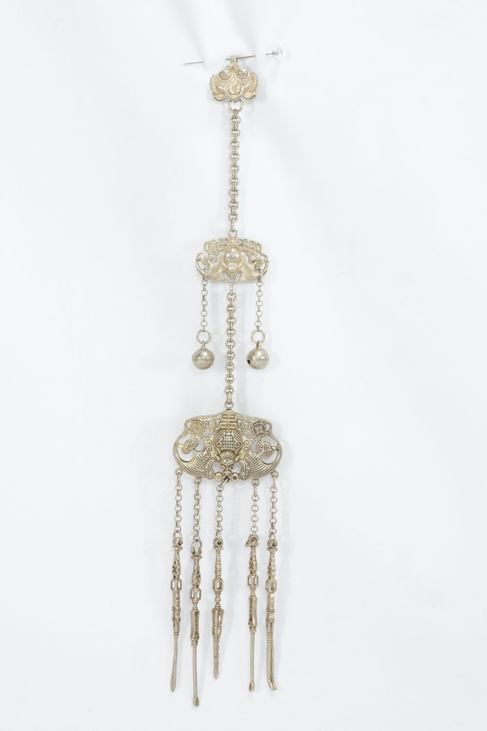 Lot 347: A Chinese Tibetan White Metal Hair Accessory.