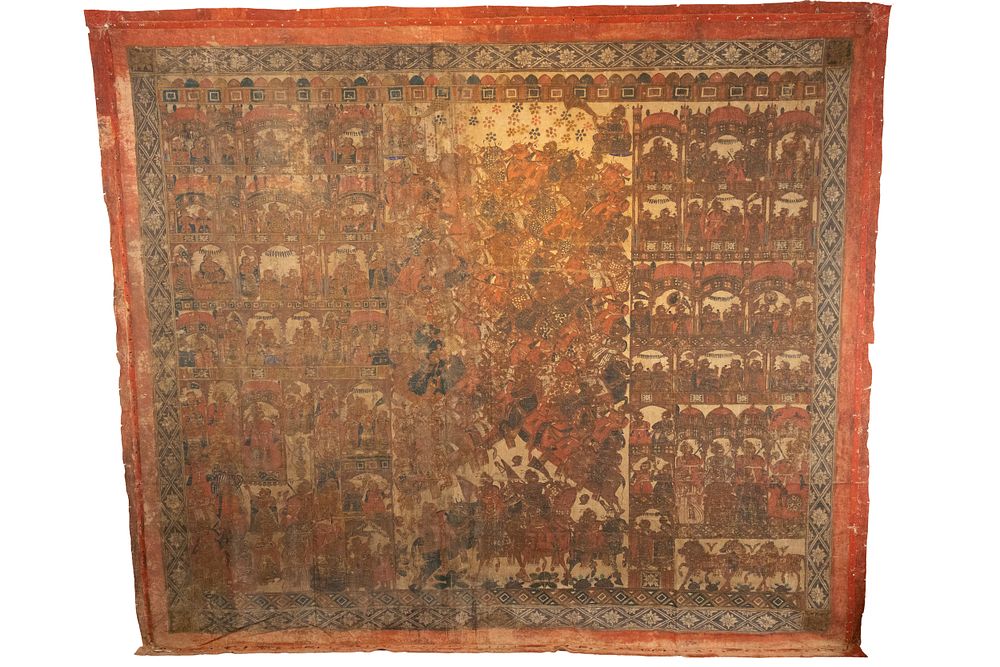 Lot 43: An Indian Pichwai, Oil Painting on Thin Canvas...