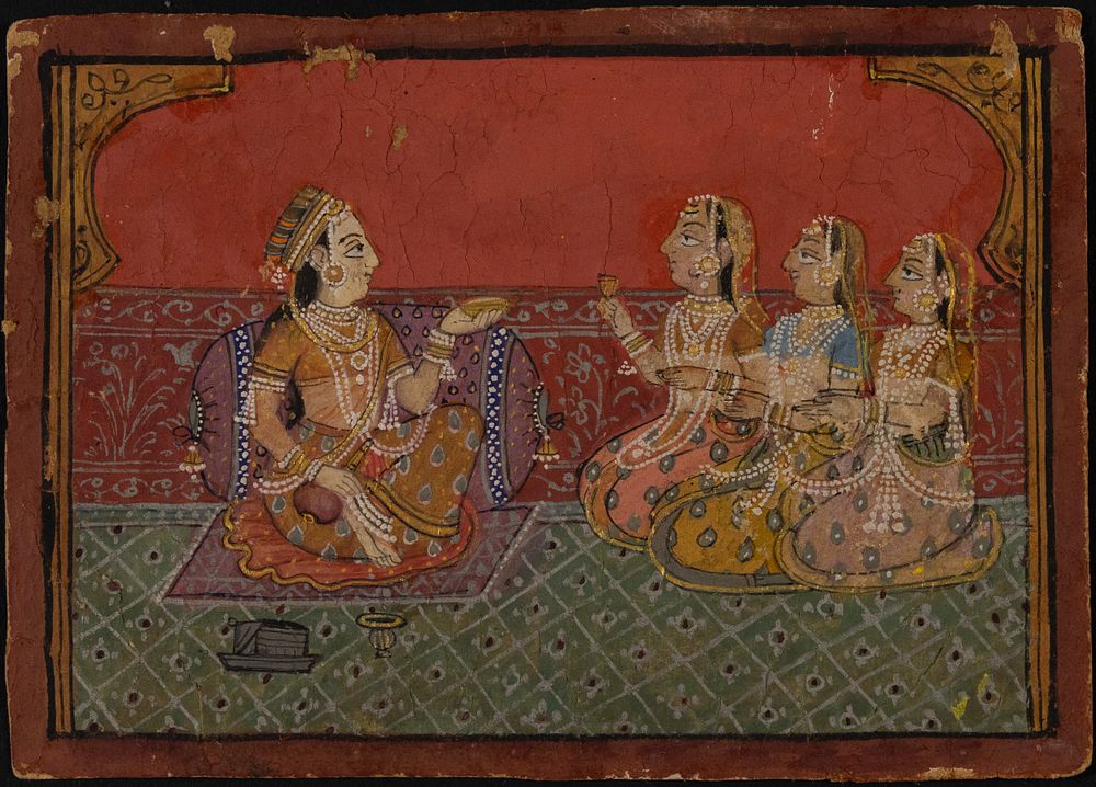 Lot 59: An Indian Miniature Painting of 4 Ladies in...
