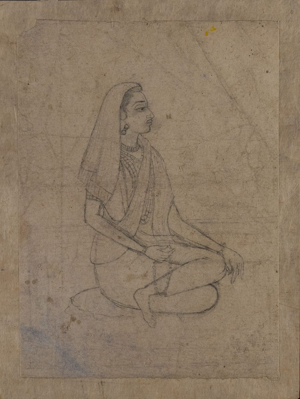 Lot 83: An Indian Charcoal Painting of Nagari Das Kishangarh...