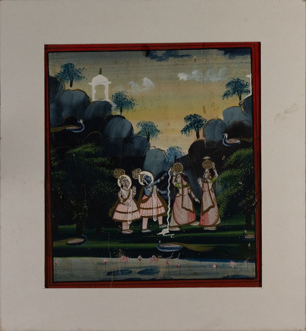 Lot 84: An Indian Bundi School Miniature Painting of Gopis...