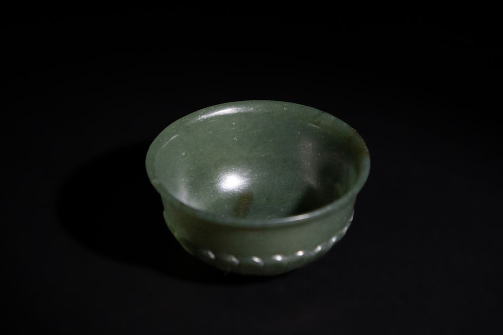 Lot 91: An Indian Mughal Style Spinach Jade Miniature Hand-Carved...