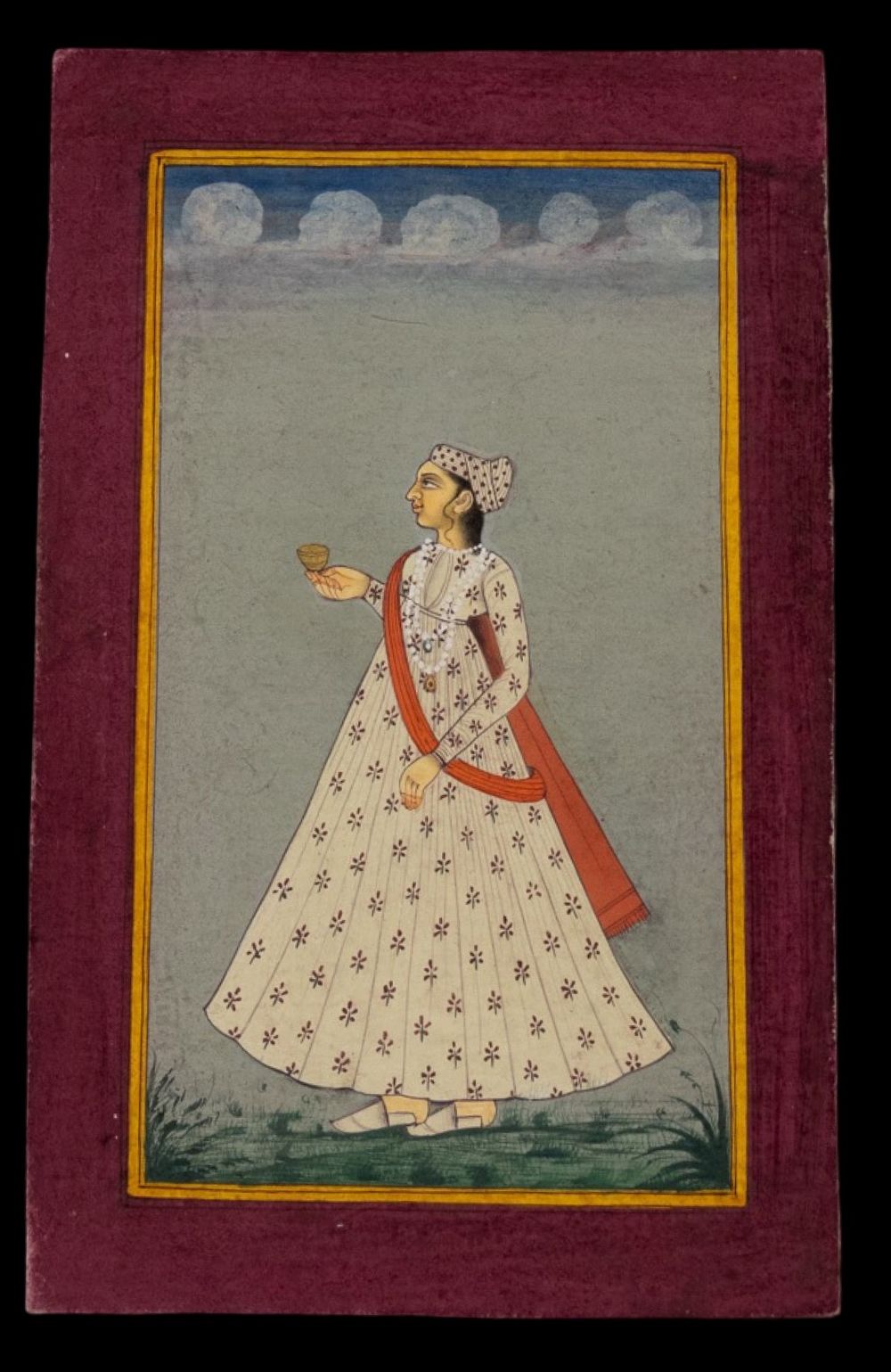 Lot 93: An Indian Miniature Hand Painted Portrait of Rajasthani...