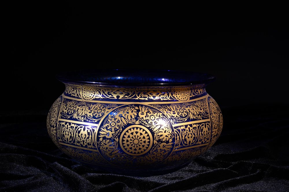 Lot 112: A Continental Glass Bowl, Decorated with Floral Patterns...