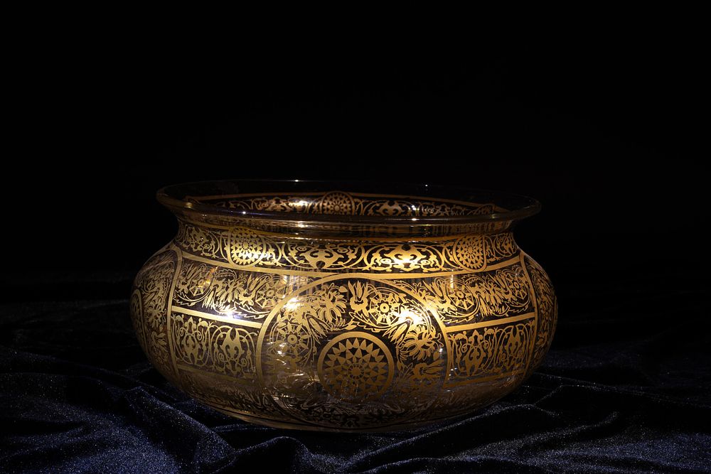 Lot 113: A Continental Glass Bowl, Decorated with Floral Patterns...