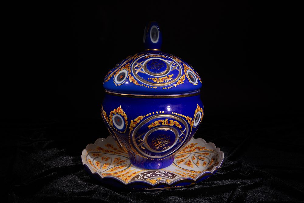 Lot 120: A Bohemian Enamelled Overlay Glass Lidded Bonbonniere and...