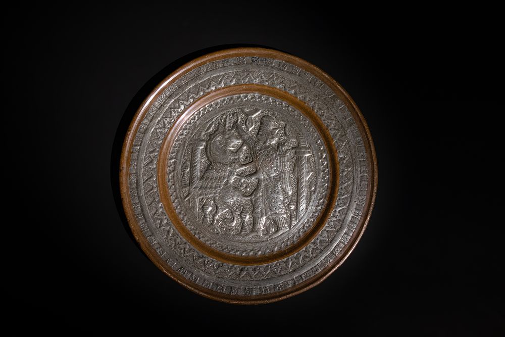 Lot 150: A Silver Plated Dish with Heroic Scene of...