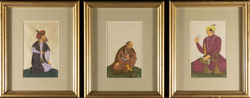 Lot 153: A Lot of 3 Indo-Persian Miniature Paintings of...
