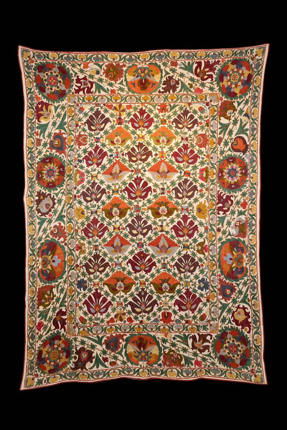 Lot 160: An Islamic Turkish or Bukhara Silk Suzanni Embroidery.