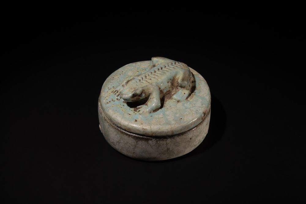 Lot 194: A Rare Egyptian Faience Cosmetic Vessel for Make...