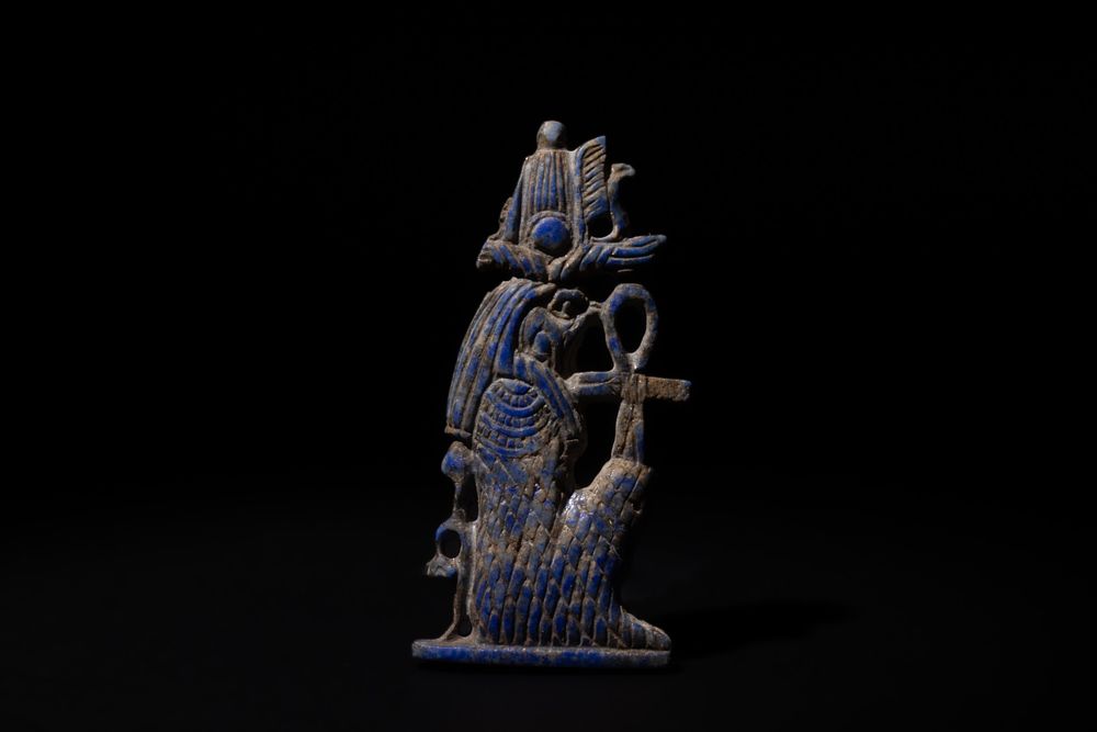Lot 195: An Egyptian Lapis Lazuli Amulet of a Seated...