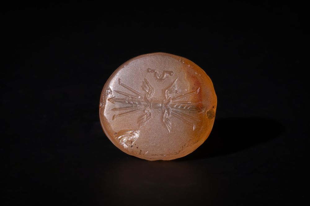 Lot 218: A Fine Greek Agate Scarab Seal Depicting the...