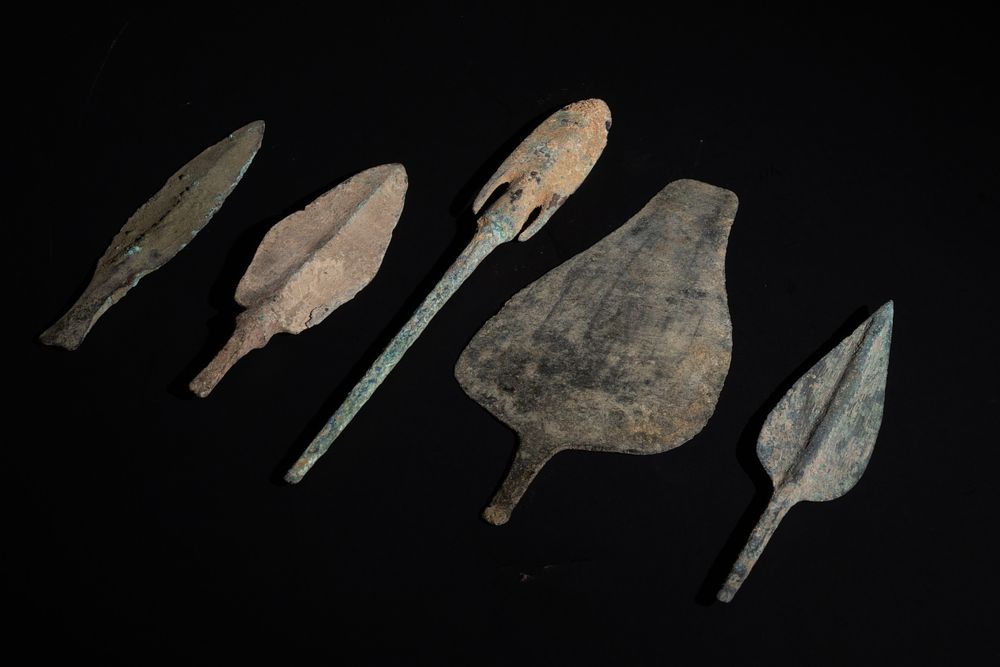 Lot 245: A Lot of 5 Luristani Bronze Arrowheads Circa...