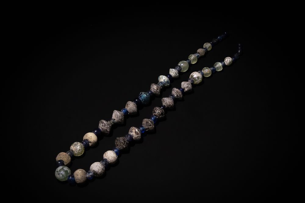 Lot 264: A Roman Glass Beads Necklace, with Lovely Patina.