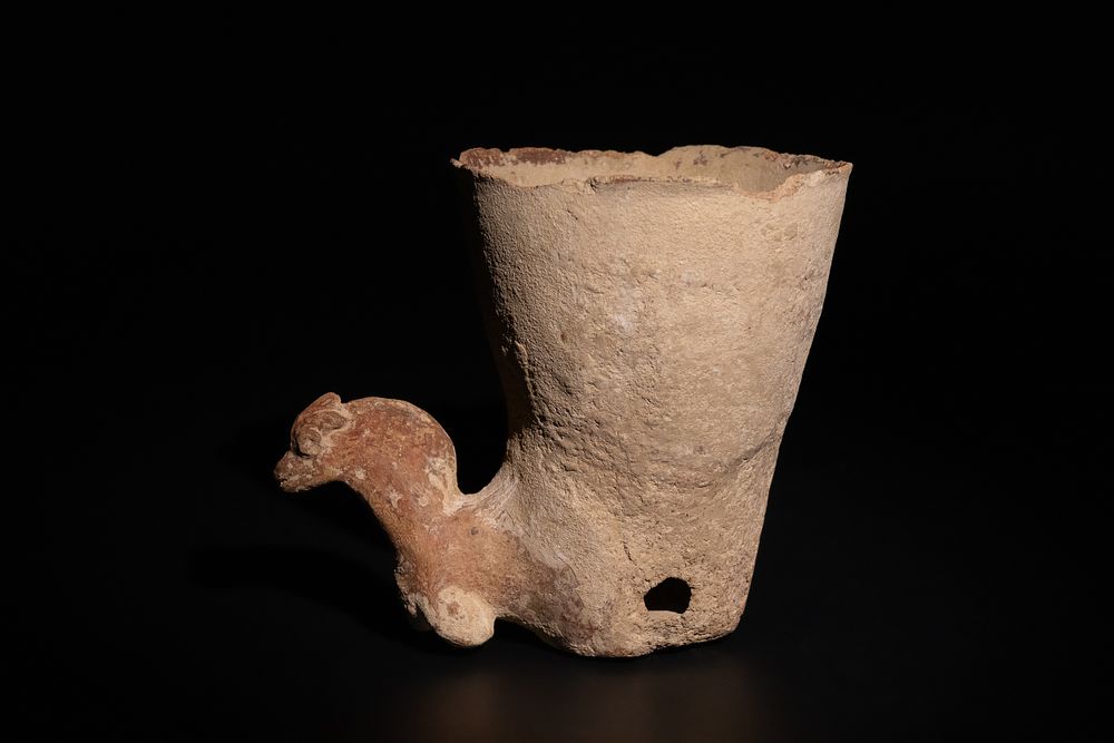 Lot 267: A Terracotta Drinking Vessel in the Form of...