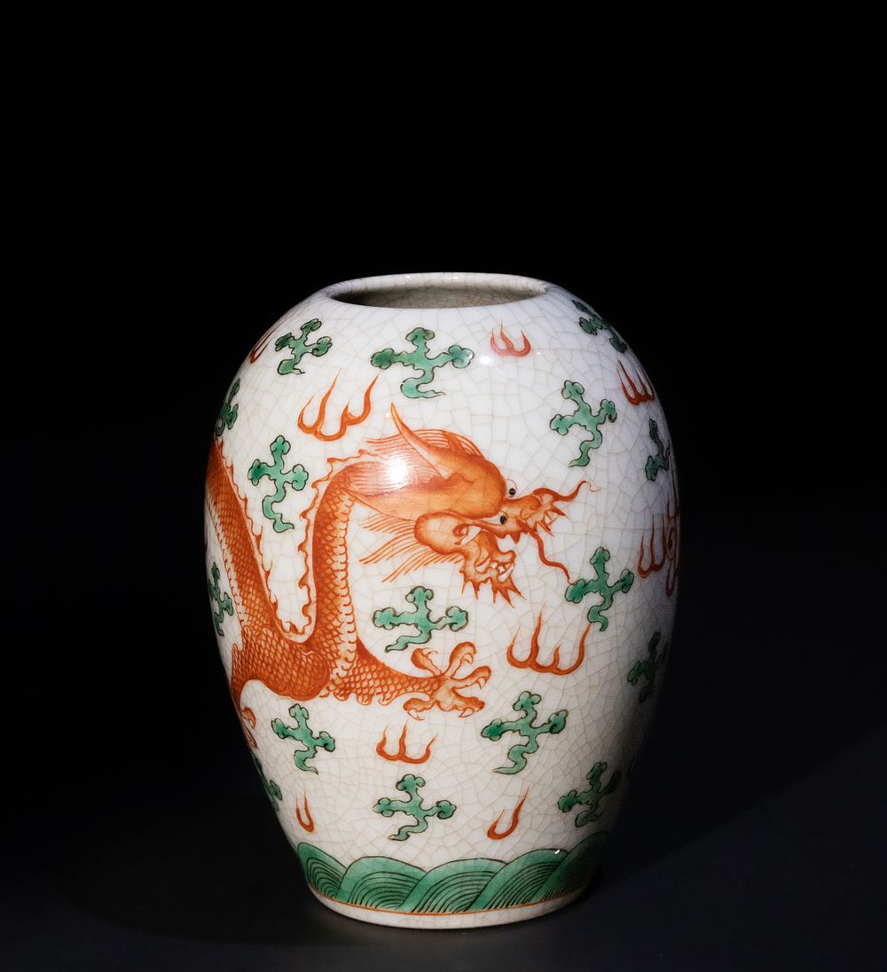 Lot 162: A Chinese White Ground Crackled Porcelain Vase, Decorated...