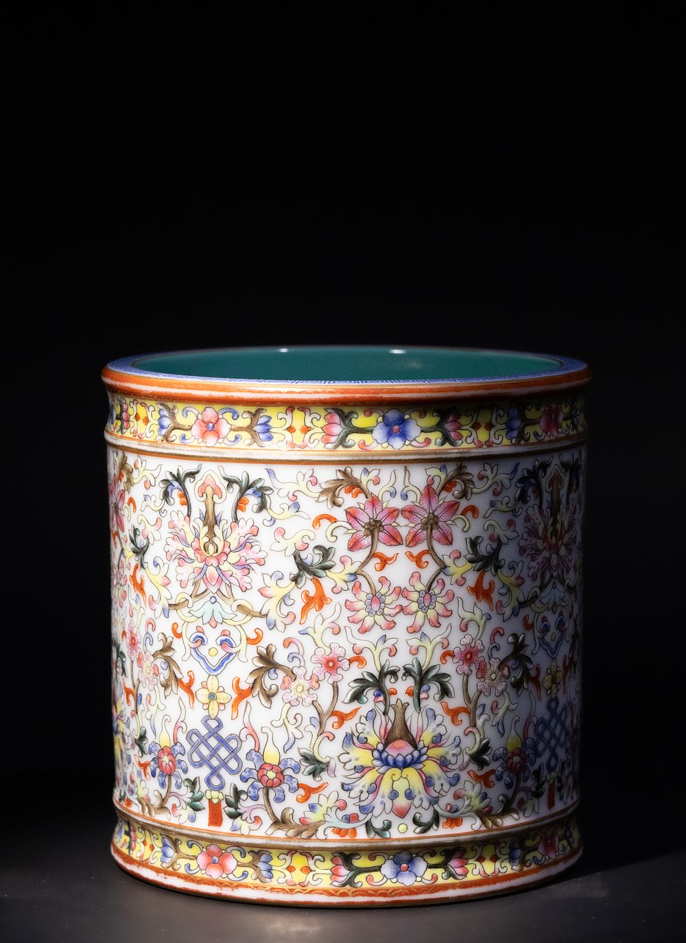 Lot 184: A Chinese Porcelain Famille Rose Lotus Brush Pot,...
