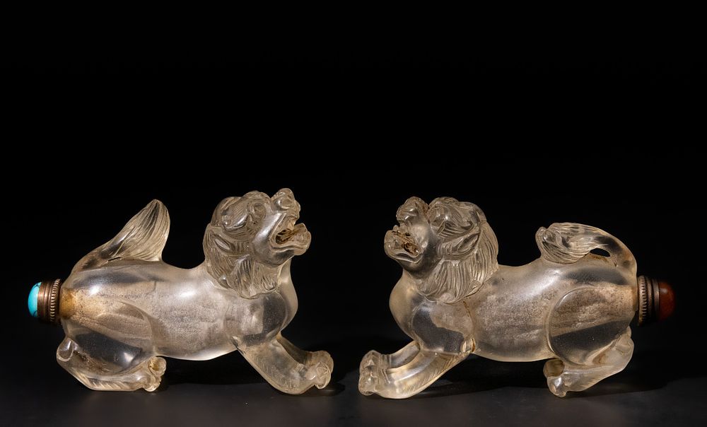 Lot 186: A Pair of Chinese Crystal Snuff Bottles in...