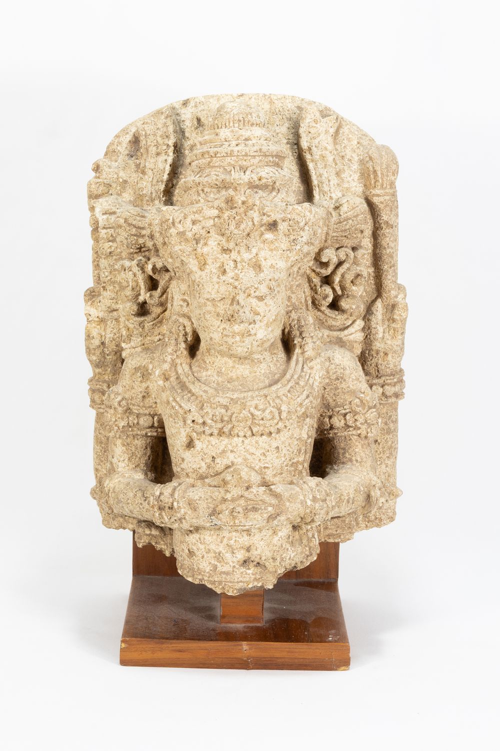 Lot 206: A South East Asian Carved Stone Bust of...