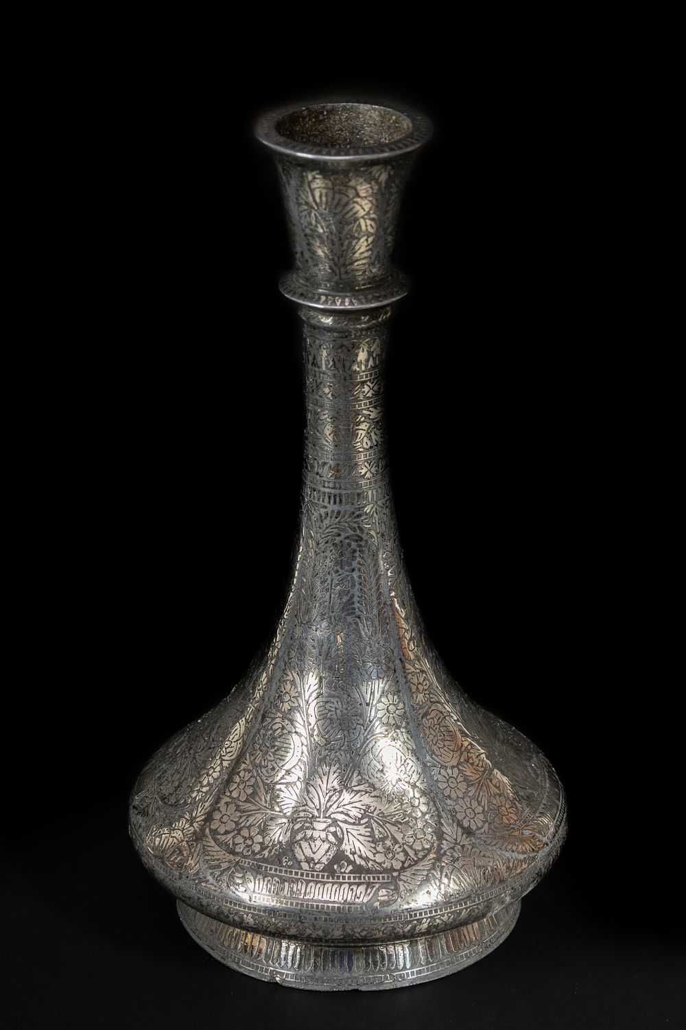 Lot 224: An Indian Bidri Ware Pewter Vase, 19th Century,...