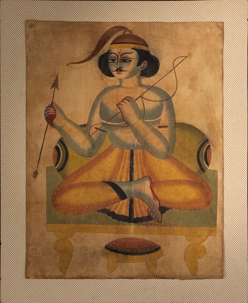 Lot 225: An Indian Kalighat Painting Depicting a Seated Man...