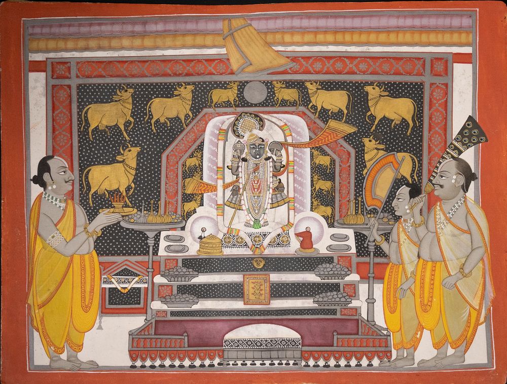 Lot 229: An Indian Painting Depicting Priests Worshipping the Idol...