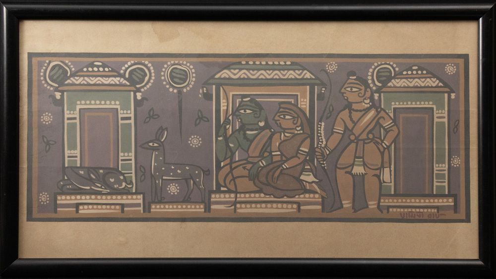 Lot 238: Jamini Roy (1887-1972), Tempera on Board.