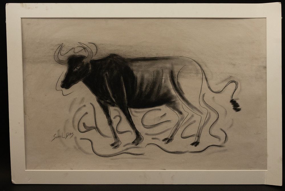 Lot 239: Sunil Das (1939-2015), Charcoal Ink on Canvas Paper.