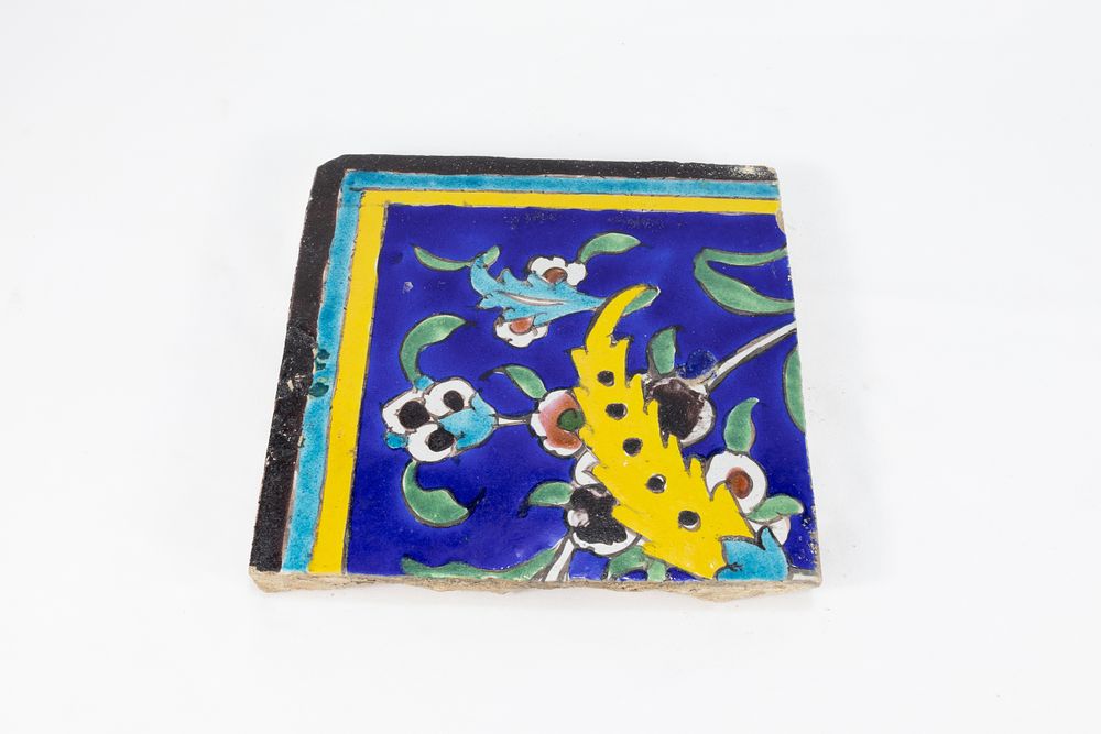 Lot 251: An Islamic Zand Blue Ceramic Tile, 18th Century.