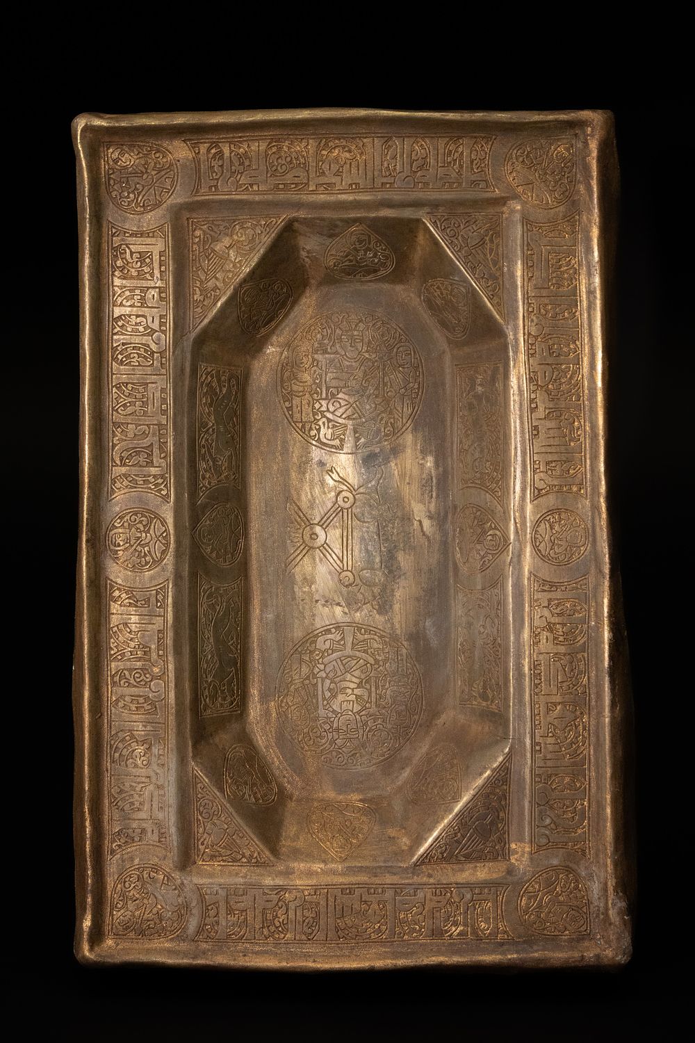 Lot 268: An Islamic Khorasan Bronze Rectangular Tray, Possibly 13th...