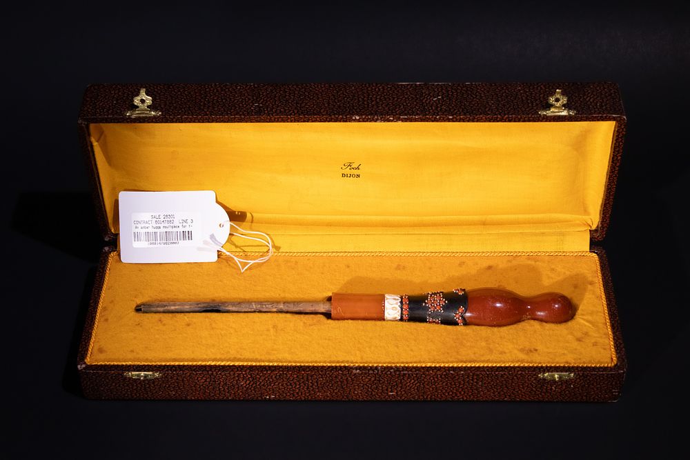 Lot 277: An Islamic Bone, Coral & Amber Hookah Mouthpiece,...