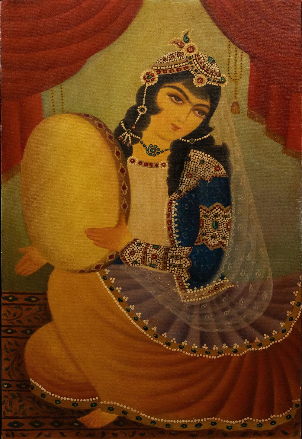 Lot 282: An Islamic Qajar Style Painting of a Seated...