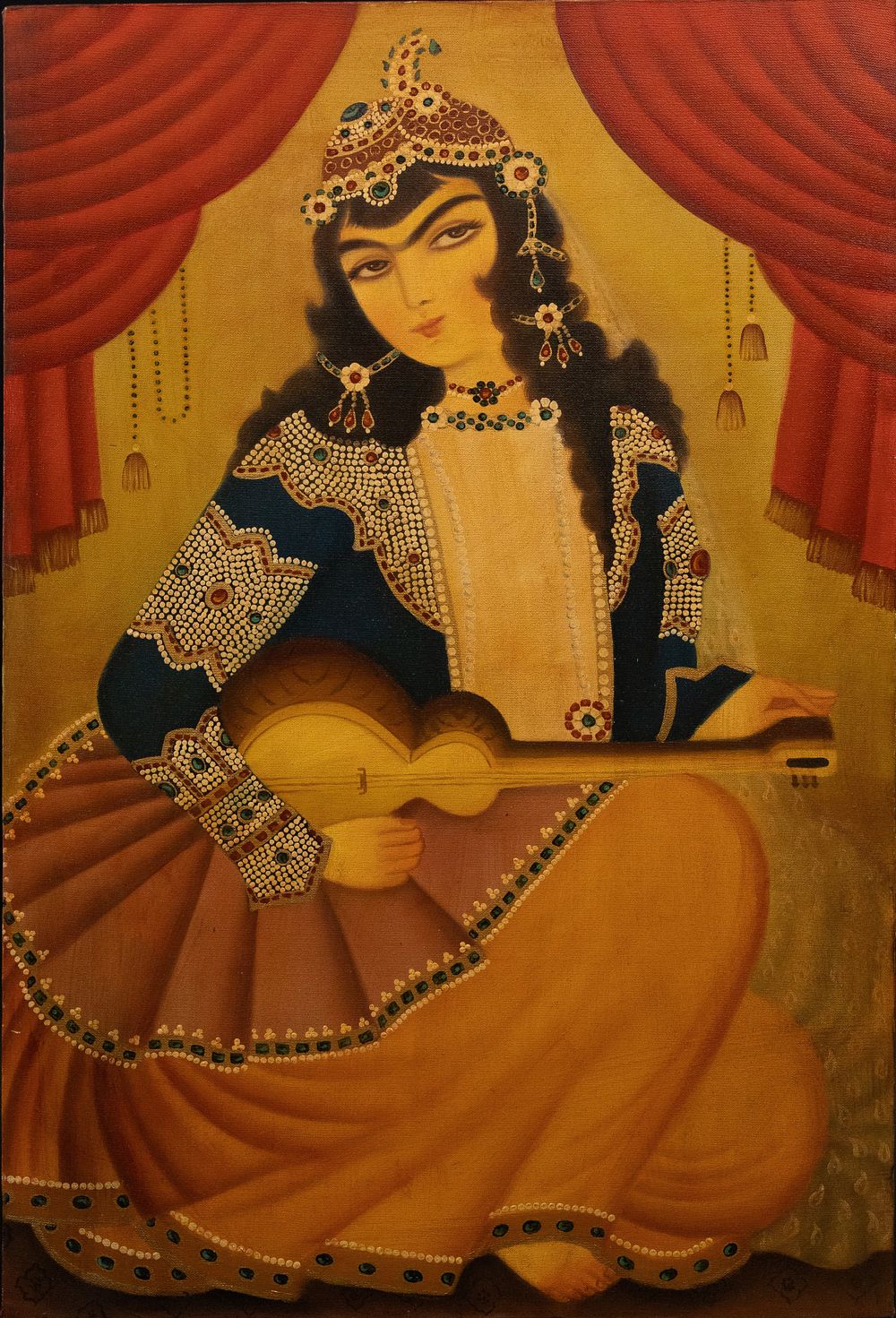 Lot 283: An Islamic Qajar Style Painting of a Seated...