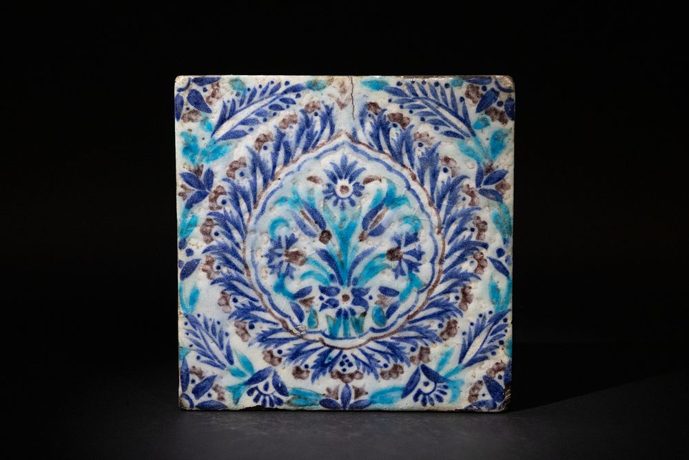 Lot 303: An Islamic Ottoman Damascus Pottery Tile, 17-18th Century,...