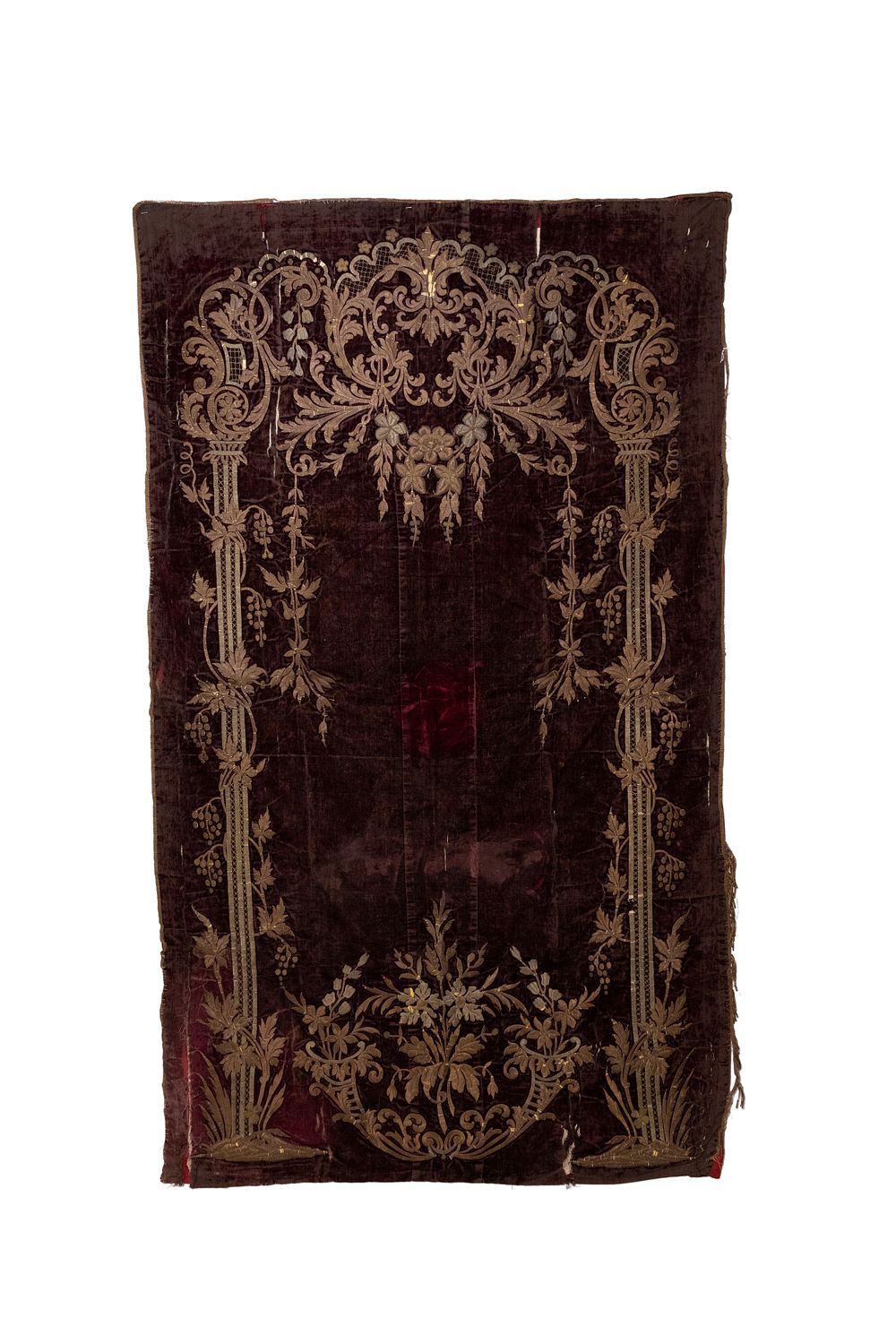 Lot 337: An Ottoman Velvet Metal-threaded Suzani Embroidery Prayer Mat,...