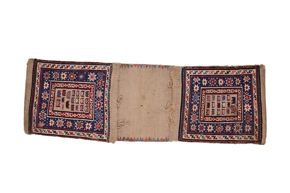 Lot 338: A Persian Soumak Wool Khorjin Saddlebag, 19th Century.