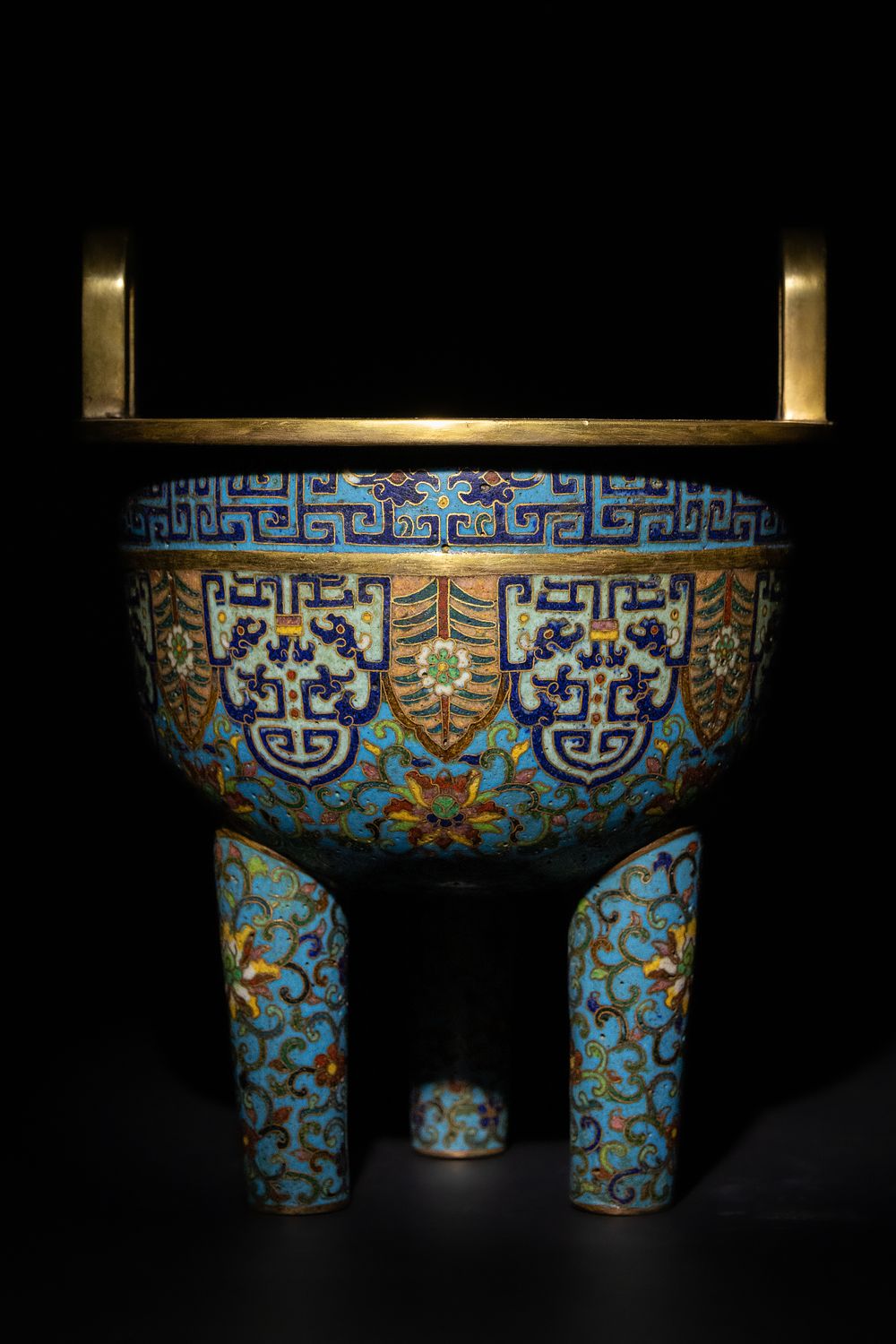 Lot 277: A Chinese Cloisonné Twin-Handled Ding Censer, 18-19th Century,...