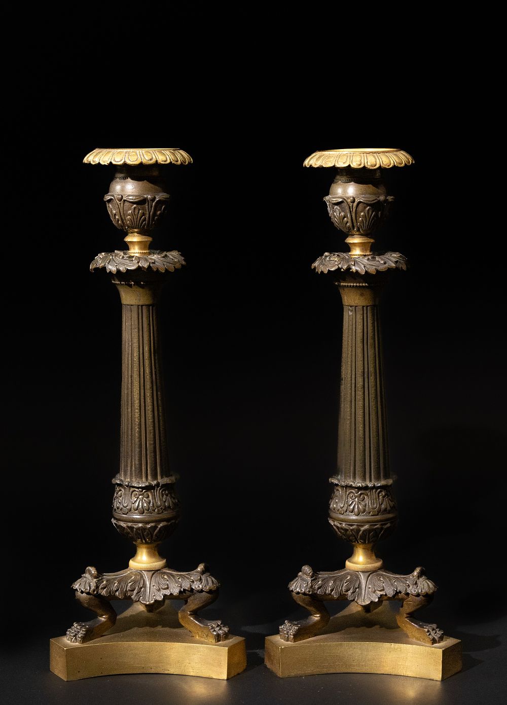 Lot 290: A Pair of Continental Bronze Gilt Candlesticks, 19th...