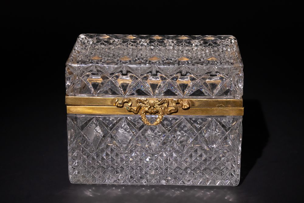 Lot 293: A Baccarat Style Cut Glass and Ormolu-Mounted Lidded...