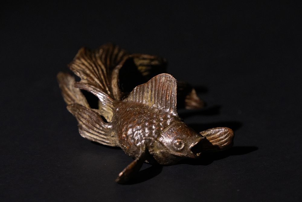 Lot 181: A Japanese Bronze Goldfish Sculpture with a Mark...