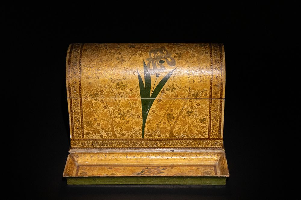 Lot 197: An Anglo-Indian Kashmiri Lacquered Domed Letter Box &...