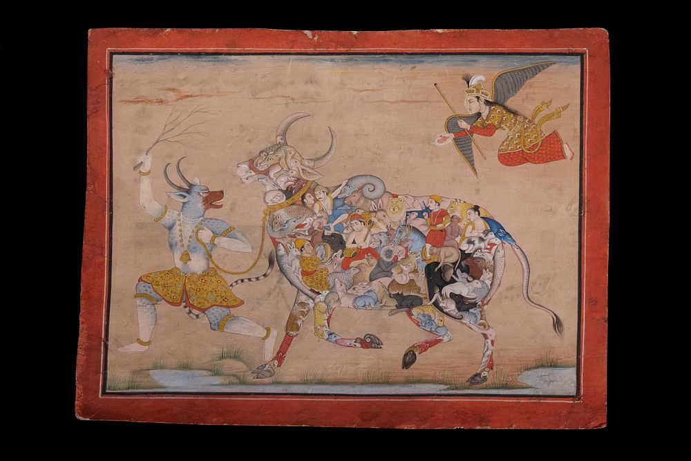 Lot 216: An Indian Miniature Painting of a Composite Cow,...
