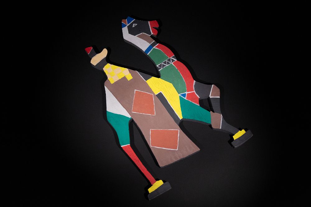 Lot 230: M.F. Husain, "Sawari", Hand-Painted Wooden Toy (1913-2011).