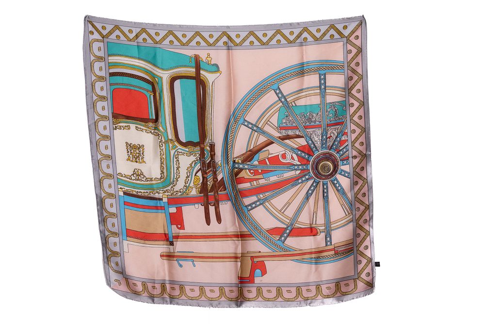 Lot 289: A Hermès "Balade en Berline" Silk Shawl in...