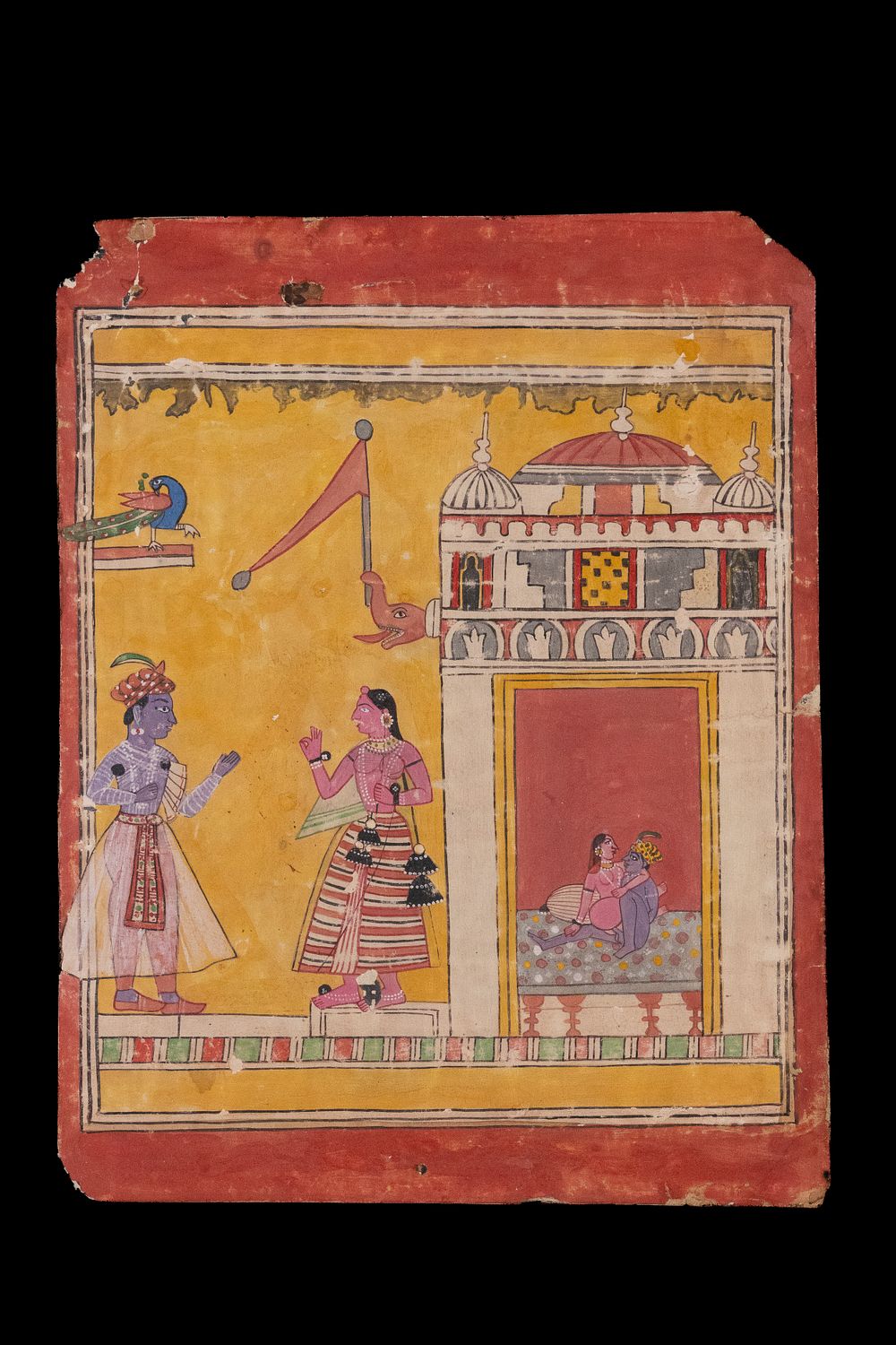 Lot 198: An Indian Erotic Scene Painting with Krishna and...