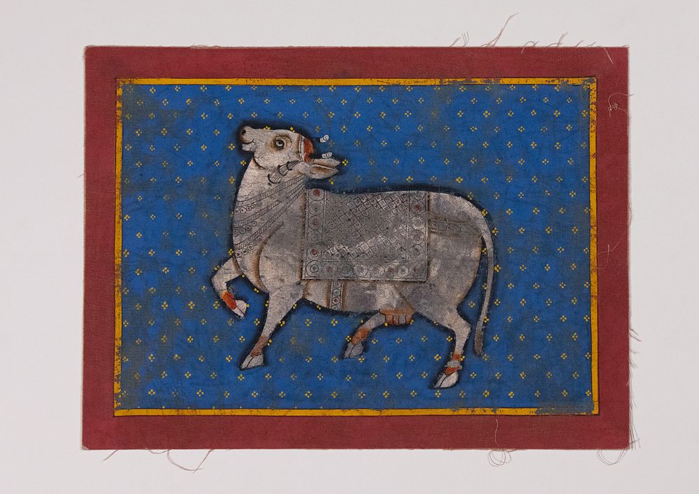 Lot 203: An Indian Miniature Painting of a Silver-Clad Bull...