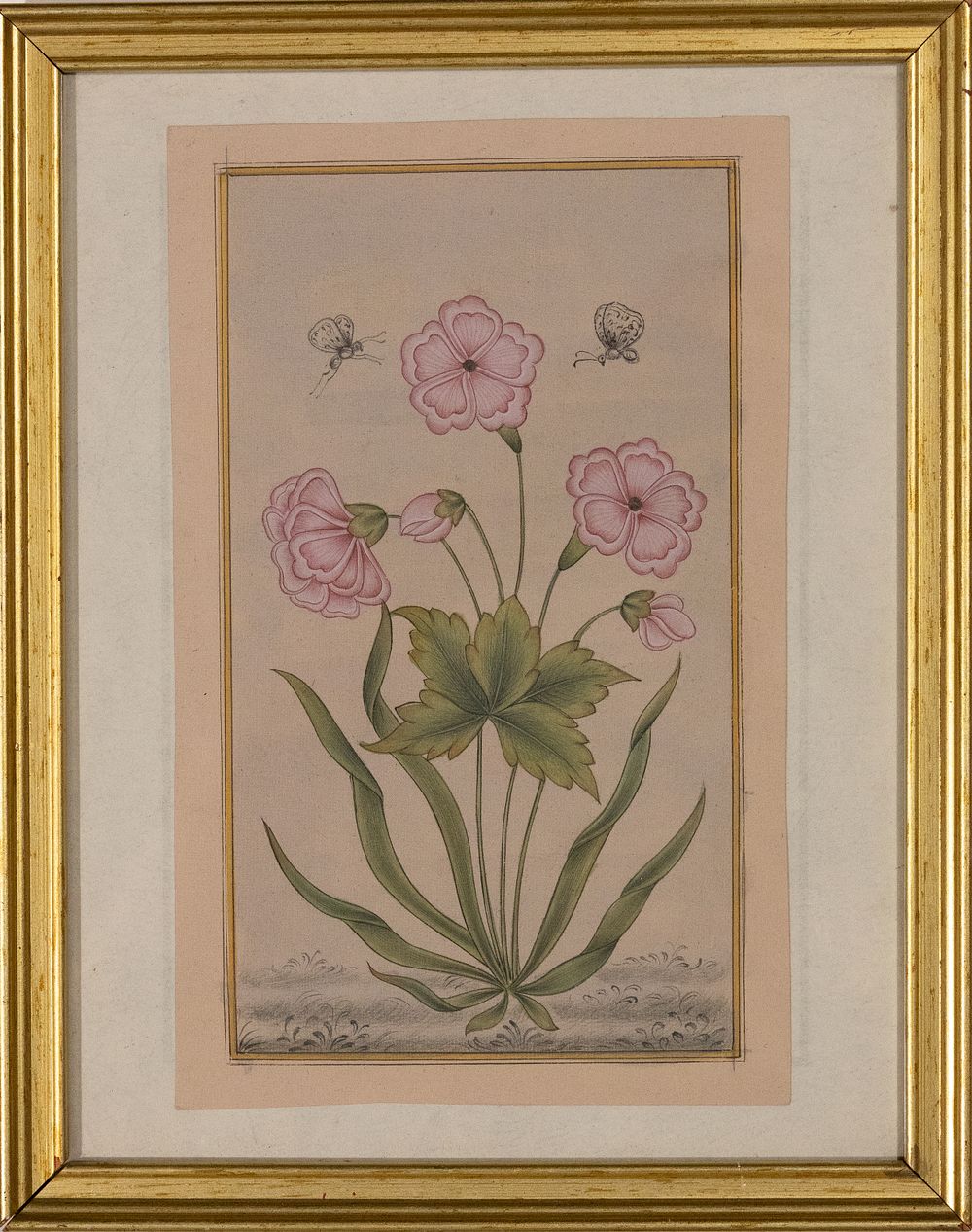 Lot 207: An Indo-Persian Floral Painting with Butterflies.